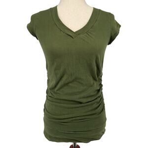 Vintage y2k Women's Army Green Deb Ruched Baby Tee T Shirt Top Size Medium